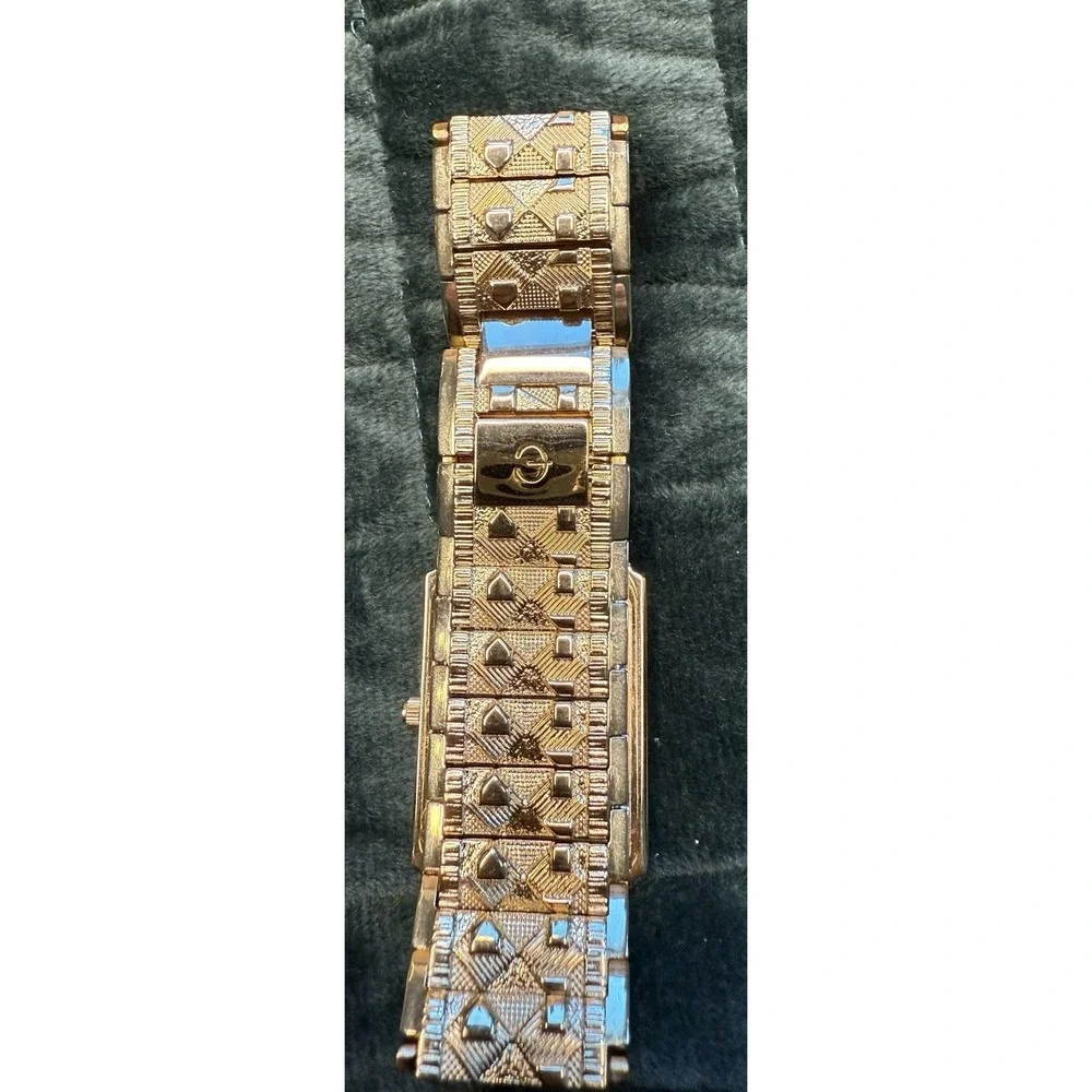 ELGIN Watch Diamond cut Band Stunning Gold Tone watch Tank  men's